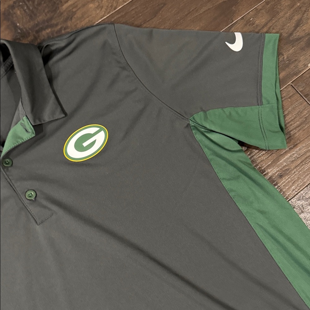 Nike Dri-Fit NFL Team Apparel Green Bay Packers Men's Polo Size Large Gray/Green - Picture 4 of 7